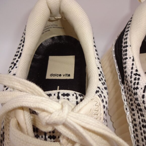 Womens Dolce Vita Denae Platform Sneakers 8.5 M White & Black Tennis Shoes - Picture 5 of 10